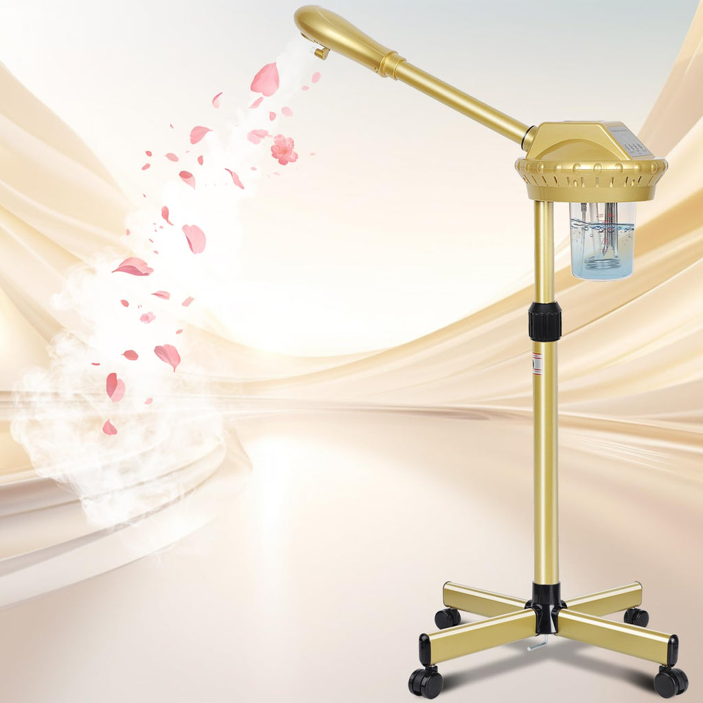 Wuissvnb Facial Steamer, Professional Facial Steamer for Estheticians, Hot Mist & Timer Function, Ozone Face Steamer on Wheels for Spa, Salon and at Home Use