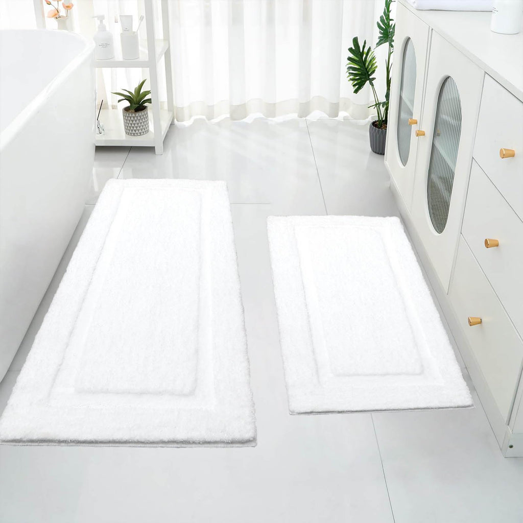 SHACOS Soft Microfiber Bathroom Rugs Set of 2 Pieces, White
