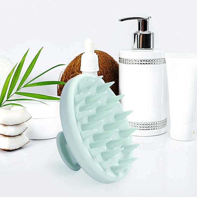 Meartchy Silicone Scalp Massager, Scalp Scrubber for Hair Growth with Soft Bristles, Scalp Exfoliator Brush Dandruff Removal Shampoo Brush for Wet Dry Scalp Care (Mint Green)