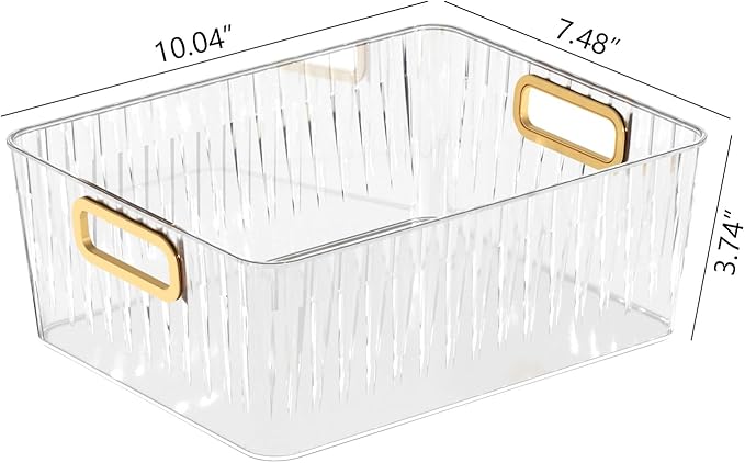 Kekow 6-Pack Clear Pantry Organizer Bins, Plastic Storage Bins with Handle