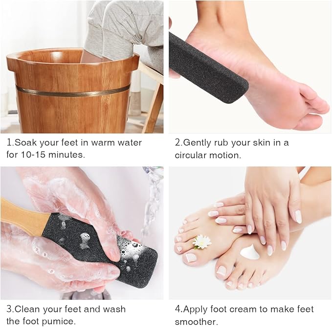 Pumice Stone Foot File, Wooden Handle Foot Scrubber & Callus Remover