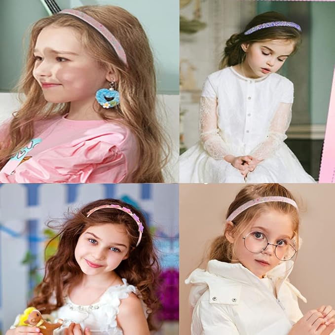 6 pack Girls Headbands Glitter Kids Hair Accessories Bow/Heart/Star Shaped Sweet Hairband For Toddler/Girls/Teens