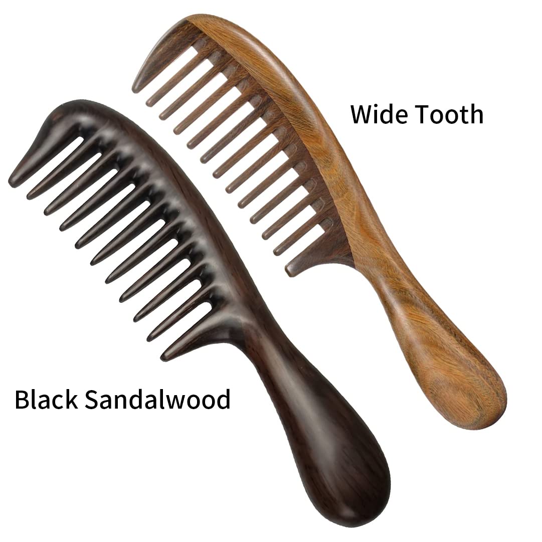 Louise Maelys 2 Pack Wooden Wide Tooth Combs For Curly Hair