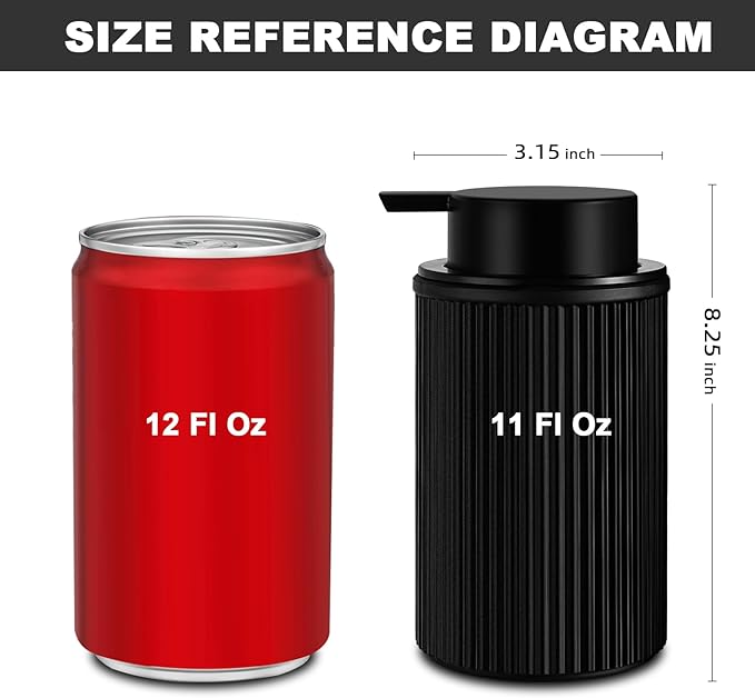 Matte Black Foaming Soap Dispenser, 2 Pack Ribbed Glass Foam Hand Soap Dispenser for Bathroom, Refillable Foaming Pump Bottle with Black Pump, Modern Dish Soap Foam Dispenser