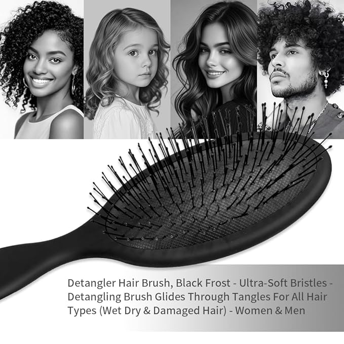Detangler Hair Brush for Wet and Dry Hair, Curly or Straight Hair, Detangling Brush with Flexible Hairbrush Bristles, Hair brushes for Women & Men, Adults & Kids, for Shower & Travel