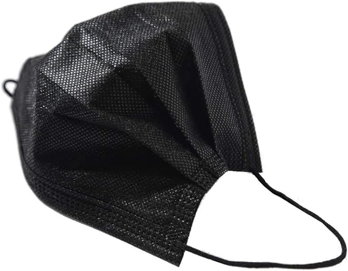 Disposable Face Masks, 50 Pack, Black, 3-Ply, Single Daily Use, Face Mask for Women & Men