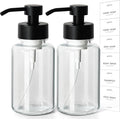 RACOBOT Foaming Hand Soap Dispenser, 14.1 oz/400ml Foaming Soap Dispenser, 2 Pack Glass Foaming Dispenser for Bathroom & Kitchen, Clear Refillable Liquid Dispenser Bottle with Waterproof Labels