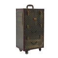 QUEWATSA Rolling Makeup Case Large Storage Cosmetic Trolley, Rolling Lockable Makeup Train Case, Stylist Beauty Salon Cosmetic Luggage Travel Organizer Tool Box with Hair Dryer Holder (Brown+Bronze)