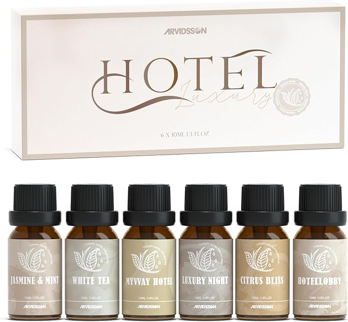 ARVIDSSON Hotel Diffuser Oils Gift Set - Hotel Essential Oils for Diffusers and Crafting - Inspired by the 5 Star Hotels Scent, Premium Fragrance Oil Blend Set, 6 x 10 mL, 0.34 fl oz