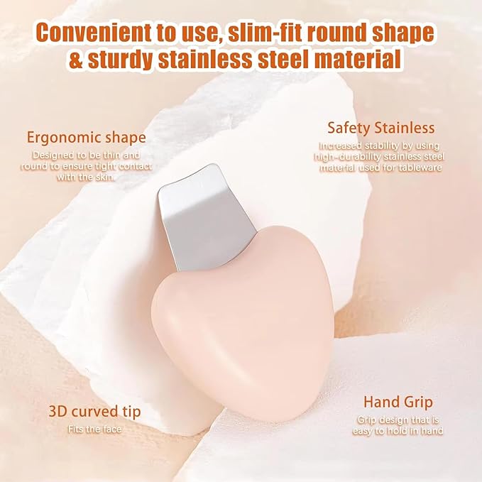 1 Pcs Blackhead Remover Tools, Silicone Face Scraper for Deep Cleansing, Nose Blackhead Remover for Women Men - Heart-Shaped - Beige