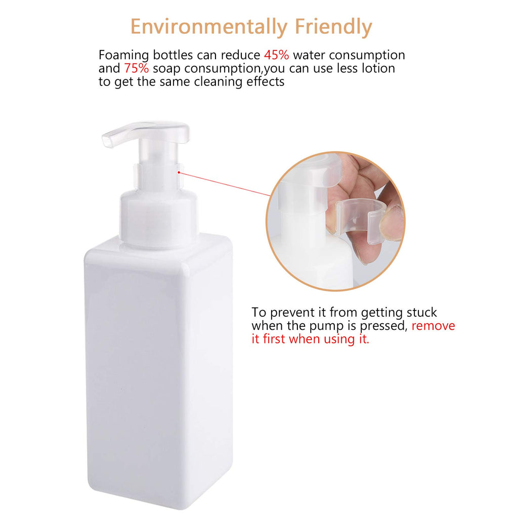 UUJOLY Foaming Soap Dispenser 650ml (22oz) Refillable Plastic Pump Bottle for Liquid Soap, Shampoo, Body Wash (2 Pcs) (White)