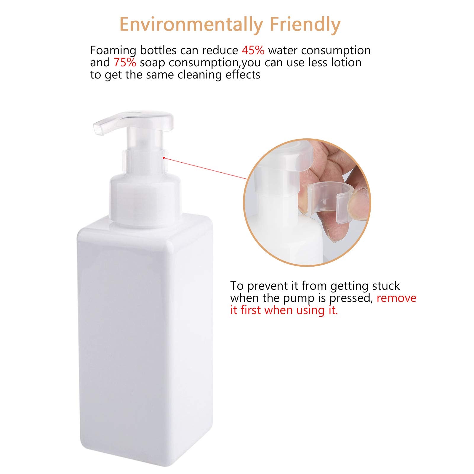 UUJOLY Foaming Soap Dispenser 650ml (22oz) Refillable Plastic Pump Bottle for Liquid Soap, Shampoo, Body Wash (2 Pcs) (White)