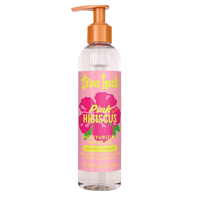 Tree Hut Pink Hibiscus Moisturizing Shave Oil, Gel-to-Oil Formula, Ultra Hydrating Barrier for a Close, Smooth Shave, For All Skin Types, 7.7 fl oz