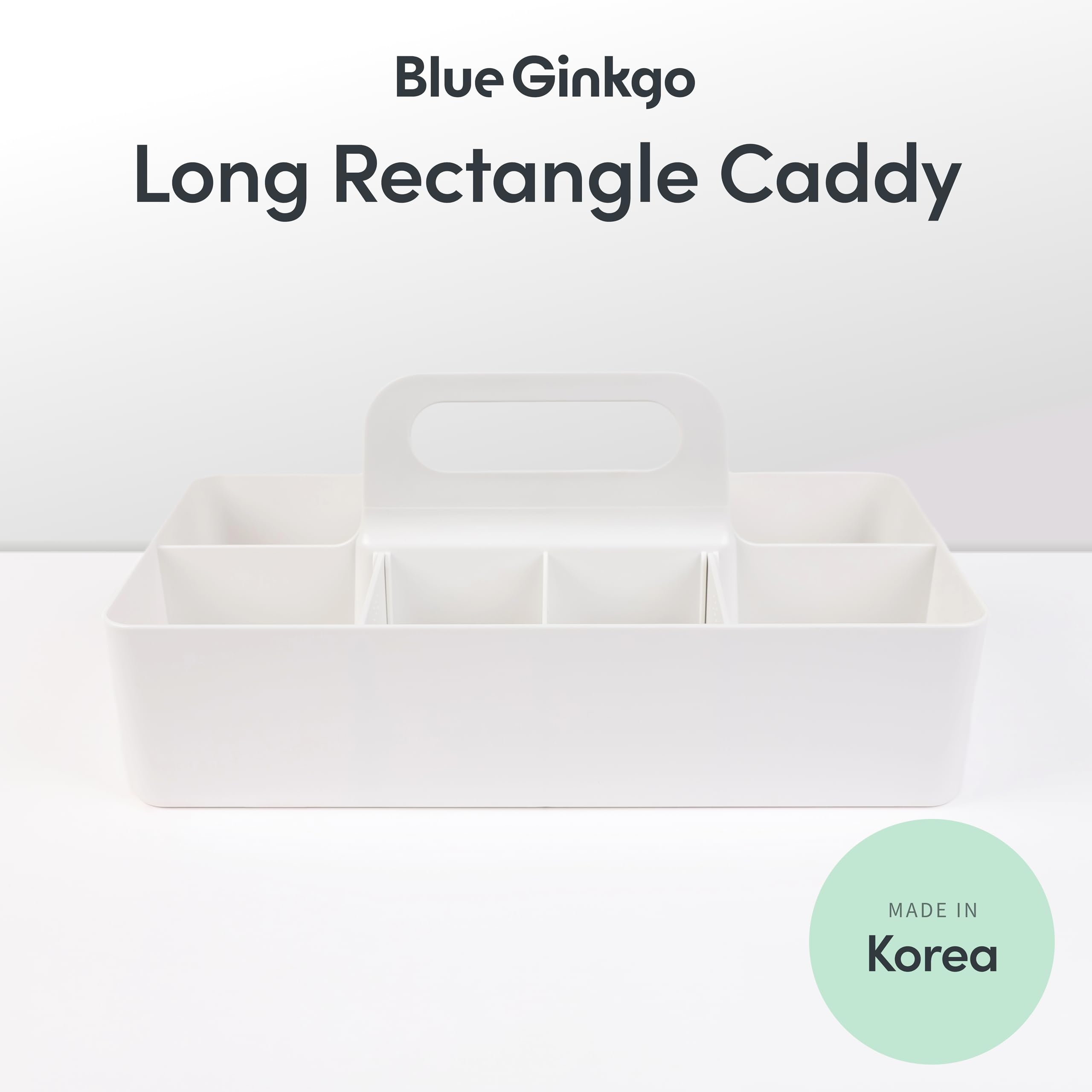 BLUE GINKGO Stackable Organizer Caddy, Long, White, Made in Korea