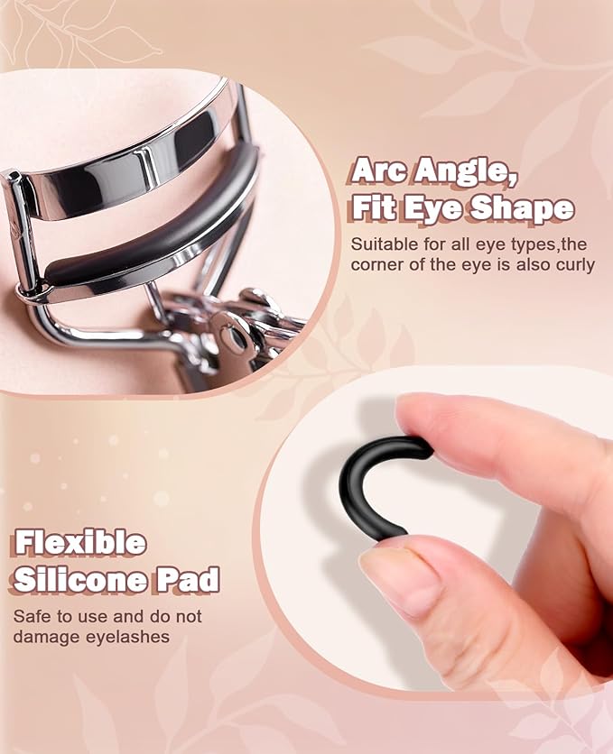 100 Pcs Eyelash Curler Refill Pads, Silicone Rubber Eye Lash Curler Replacement Refills Thick for Universal Eyelash Curlers,Black