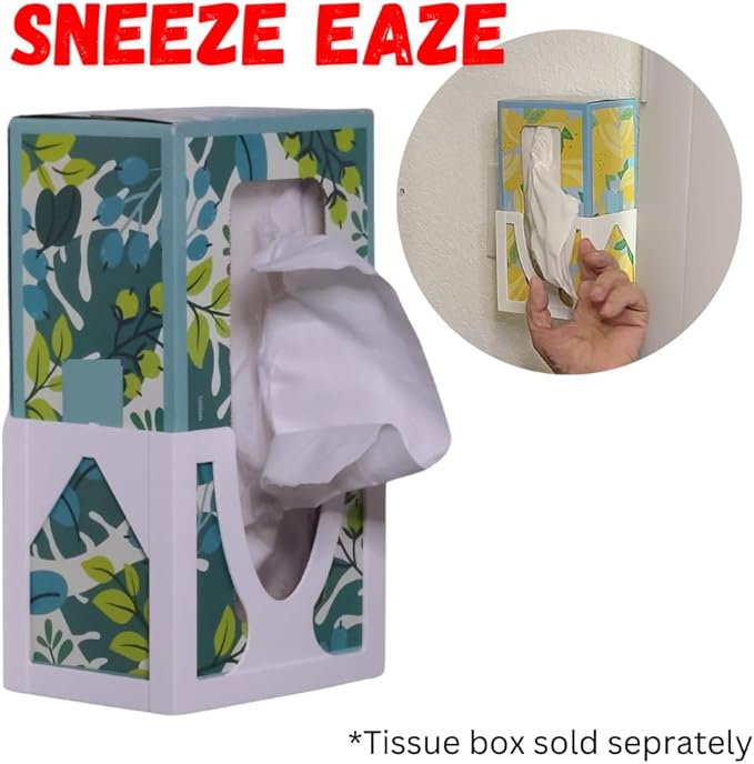 Sneeze Eaze Wall-Mounted Tissue Box Holder - Space-Saving Design - Easy Loading & Stylish Home Decor - Versatile Installation Options - Perfect for Home, Office & School - Made in The USA (Black)