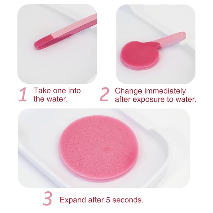 120 Pcs Facial Sponge Compressed,Face Cleansing Sponge Makeup Removal Sponge Pad,Exfoliating Wash Round Sponge for Women,Girls(Pink,Yellow)