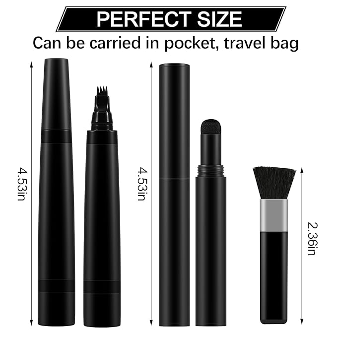 GEUUFEA Beard Pen Filler Styling Kit for Men, 4-tip Beard Filler Pencil (Black), Soft Cotton Tip, Long Lasting Waterproof, Beard Stick Beard Shadow, Beard Shaping Tool for Hairline and Beard Fillers