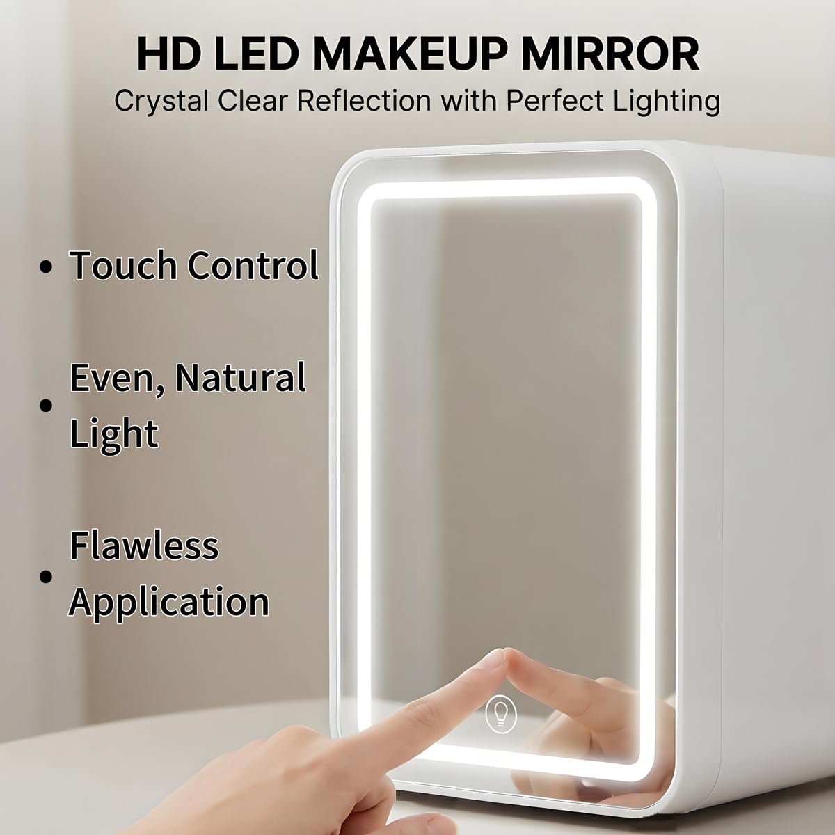 Lispin Mini Fridge for Bedroom, 4L Skincare Fridge with Dimmable LED Light Mirror for Dorm & Office, Portable Cooler & Warmer Small Compact Refrigerator for Skincare, Makeup and Cosmetics