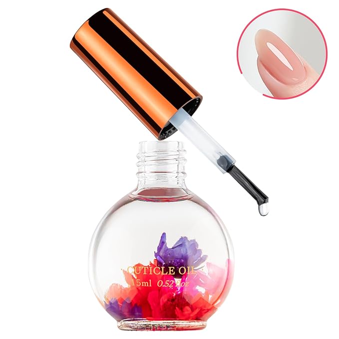 JIASHENG Cuticle Oil, Scented Nail Oil Infused with Real Flowers, Rose 15ml