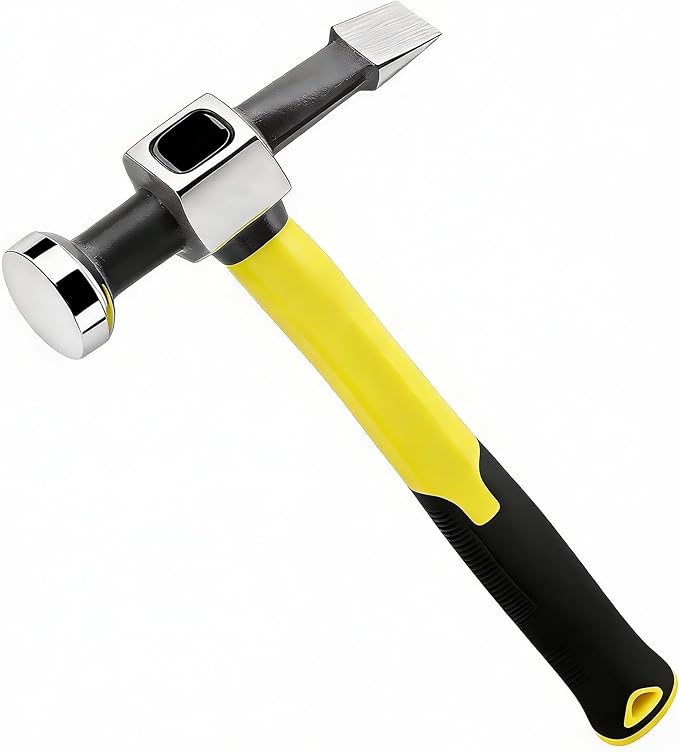 Auto Body Hammer,Flat and Round Head,Polished,Reinforce,Anti-Rust,Plastic Handle.