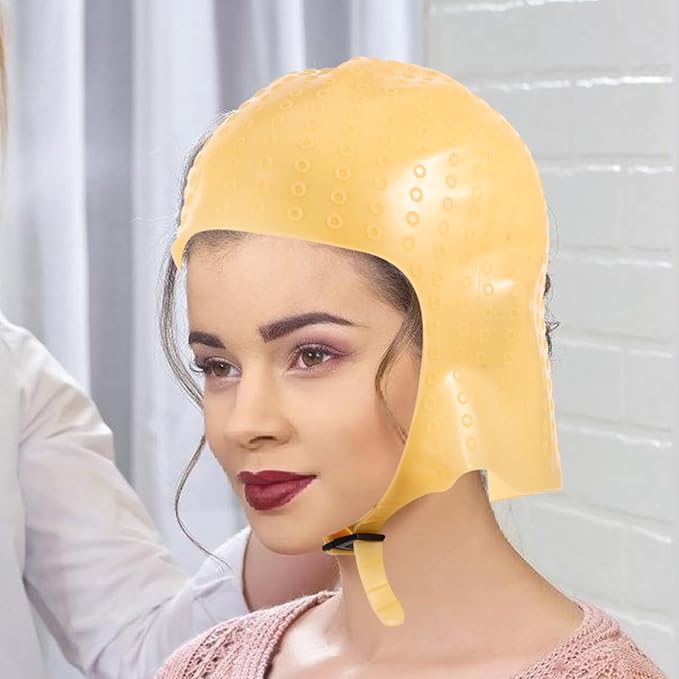 Silicone Frosting Hair Cap with Needle - Reusable Highlight Cap for Hair Coloring Non-Slip Comfortable Design for Salon and Home Use 9X6.7 Inches