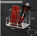 KW Collection Acrylic Makeup Organizer Cosmetic Storage Makeup Display Case Makeup Brush Holder Lipstick Dispenser Canister Bathroom Container (5.1 x 3.5 x 3.9 in, 3 Partitions, Transparent)