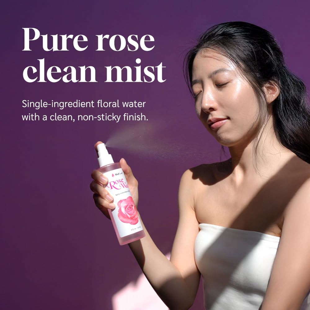 Well's Oil Rosewater Face & Hair Mist Spray (2 fl oz / 59 mL) | 4-Pack | Floral Rosewater Hydrosol | Alcohol-Free