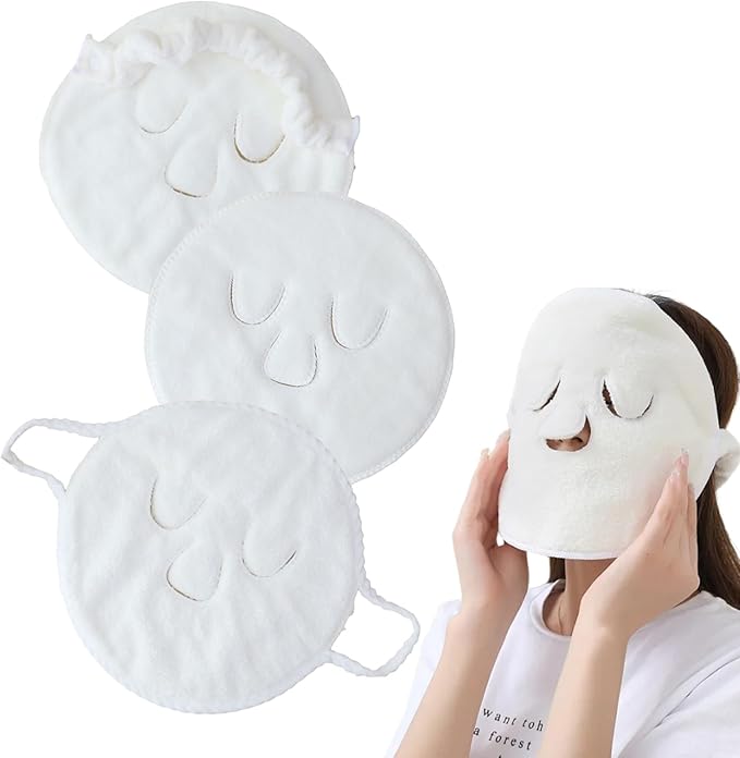 mdgfge 3Pcs Face Steaming Towel Mask Hot Cold Compress Moisturizing Face Steamer Beauty Reusable Soft Breathable Facial Towel for Women Skin Face Care Home Salon Supplies