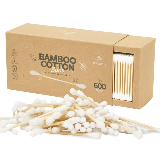 600 Pack Organic Cotton Swabs Natural Cotton Swabs for Ears Cruelty-Biodegradable All Natural Chlorine-Free & Comes with Eco Friendly Cotton Swab Holder