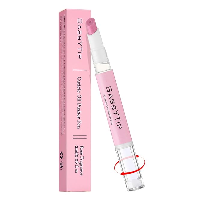 SASSYTIP Ceramic Cuticle Pusher & Oil Pen, 2ml Rose/Lavender/Fragrance Free Scented Nail Care Pen, Gentle Cuticle Remover for Dry & Damaged Nails, Moisturize Strengthen Brighten (Pink3.0)