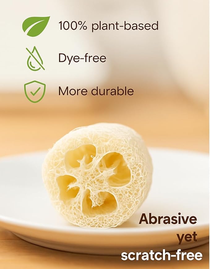 Loofah Body Scrubber Sponge 6-Pack - Natural Exfoliating Sponges for Bath & Shower, Biodegradable Luffa for Smooth & Glowing Skin, Spa Gift Set, Dye-Free, Vegan