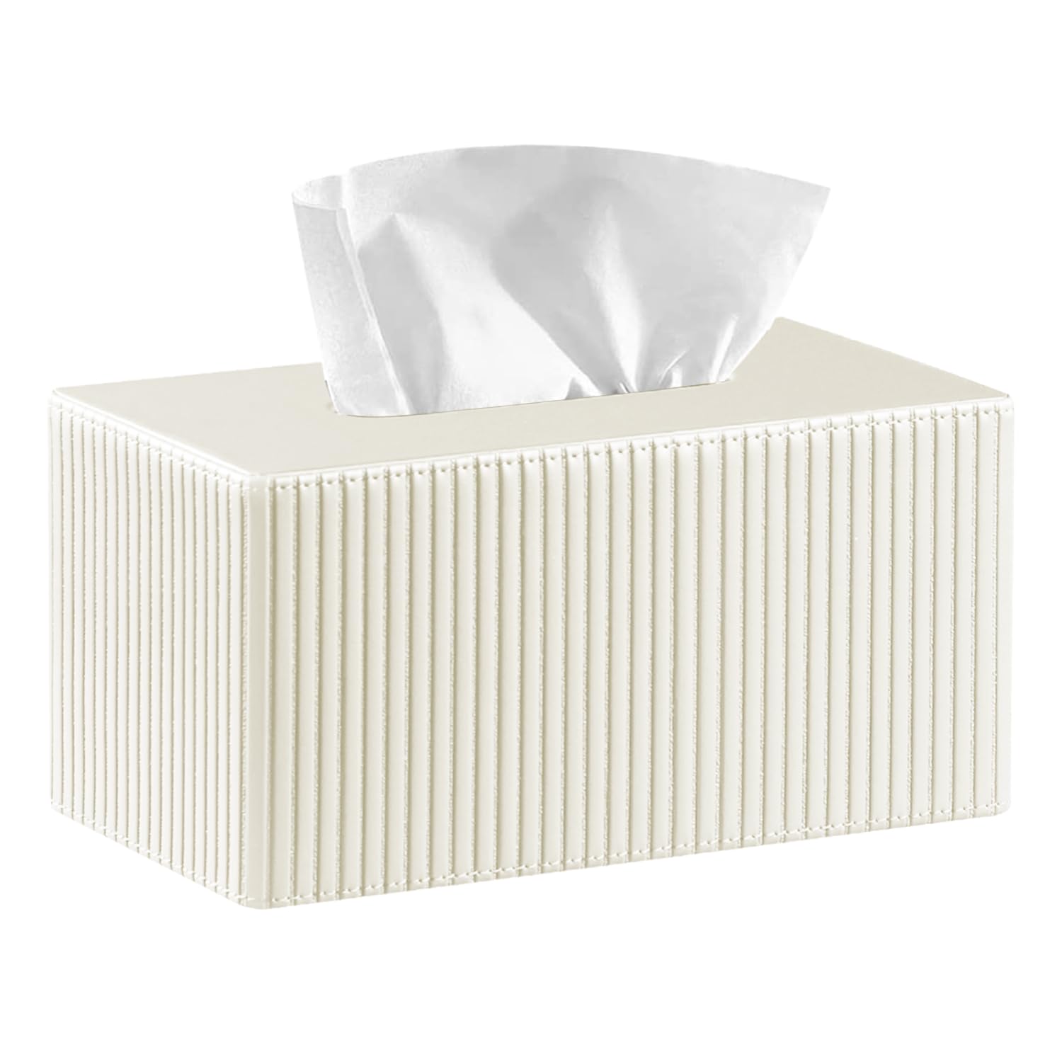 Larger Tissue Box Cover, Modern PU Leather Rectangular Facial Tissue Holder, Minimalist Tissue Organizer/Dispenser, Napkin Storage Box for Bathroom,Vanity Countertop, Nightstand, Office, Home Decor