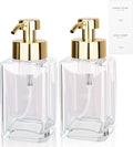 Foaming Soap Dispenser with Stainless Steel Pump, 12oz Refillable Glass Liquid Dish Soap Bottles for Bathroom, Kitchen Sink, Home Decor, 2 Pack