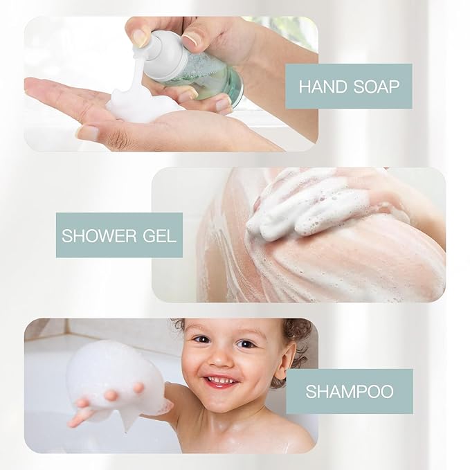 Owlyee Travel Foam Pump Bottle - 2oz Small Size Foaming Hand Soap Dispenser - Mini Portable Mousse Lash Shampoo Kit Container for Hair - Empty Leak Proof Plastic Color Foamer for Liquid Toiletry 4Pack