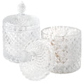 2 Pack Qtip Holder Thick Glass Apothecary Jars with Lid for Bathroom Decor Storage Organizer for Cotton Swabs, Balls, Pads, Floss Picks, Candy, Jewelry, Clear