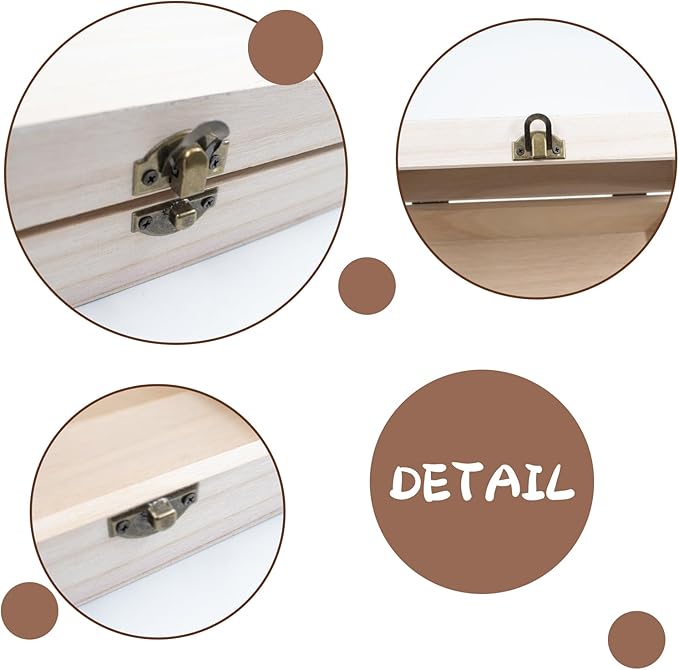 Wood Storage Box with Lid Solid Container Keepsake Decorative Table Large Rectangular Smooth Store Space to Organize Toys Cosmetics Vintage, 7.87 * 3.93 * 2.36 inch, Light Brown