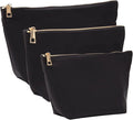 Glamlily 3 Piece Black Makeup Bag Set for Women, Nylon Zipper Cosmetic Pouch Organizers for Travel, Toiletries (3 Sizes)