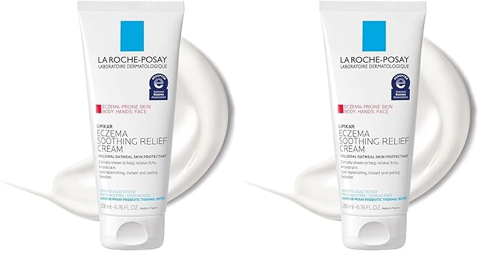 La Roche-Posay Lipikar Soothing Relief Eczema Cream,Face and Body Lotion For Eczema and Sensitive,Dry Skin,Moisturizer with Colloidal Oatmeal to Relieve Irritation,(Pack of 2)