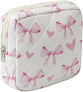 RSRSLEII Small Quilted Cosmetic Pouch for Purse, Mini Cotton Makeup Bag with Compartments, Cute Zipper Lipstick Holder for Women (02Heart Bow)
