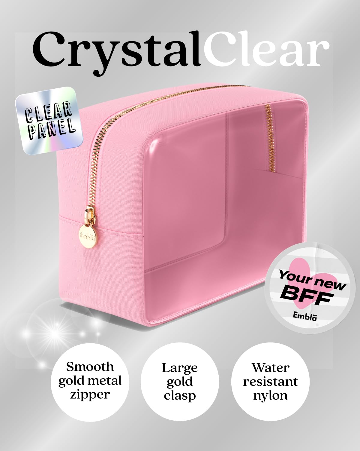 Makeup Bags for Women, 3 Bag Set, Travel Cosmetic Organizer, Toiletry Pouch