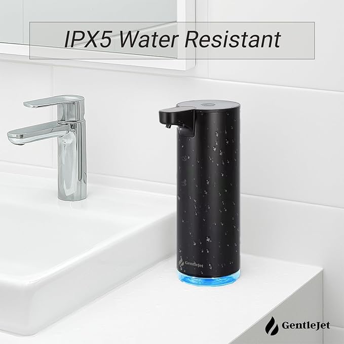 GentleJet EasyFoam Automatic Foaming Soap Dispenser, Touchless USB-C Rechargeable Sensor Pump, 304 Stainless Steel, Adjustable Foam, IPX5 Water-Resistant for Bathroom & Kitchen, 10 fl oz / 300 mL