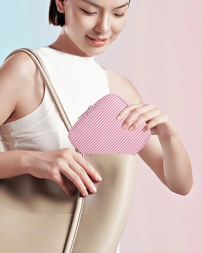 Small Makeup Bag, Mini Makeup Pouches for Purse Cute Cosmetics Bag Pouch with Slip-in Pockets Small Travel Toiletry Bag Makeup Storage Bag Lipstick Organizer Purse Essentials