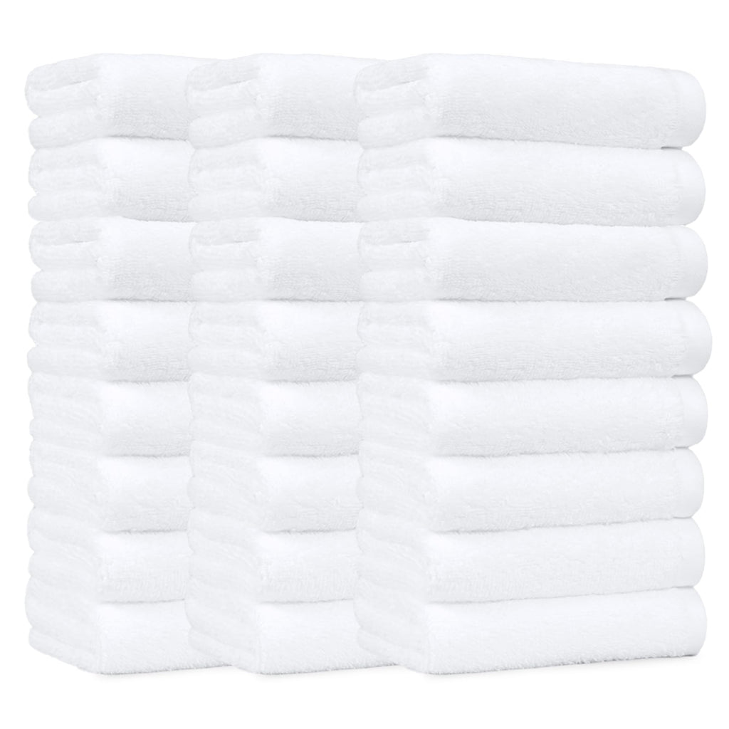 Amazon Basics Soft and Thick Cotton Hand Towels for Gym, Quick Drying, 16 x 26 in, White, 24-Pack