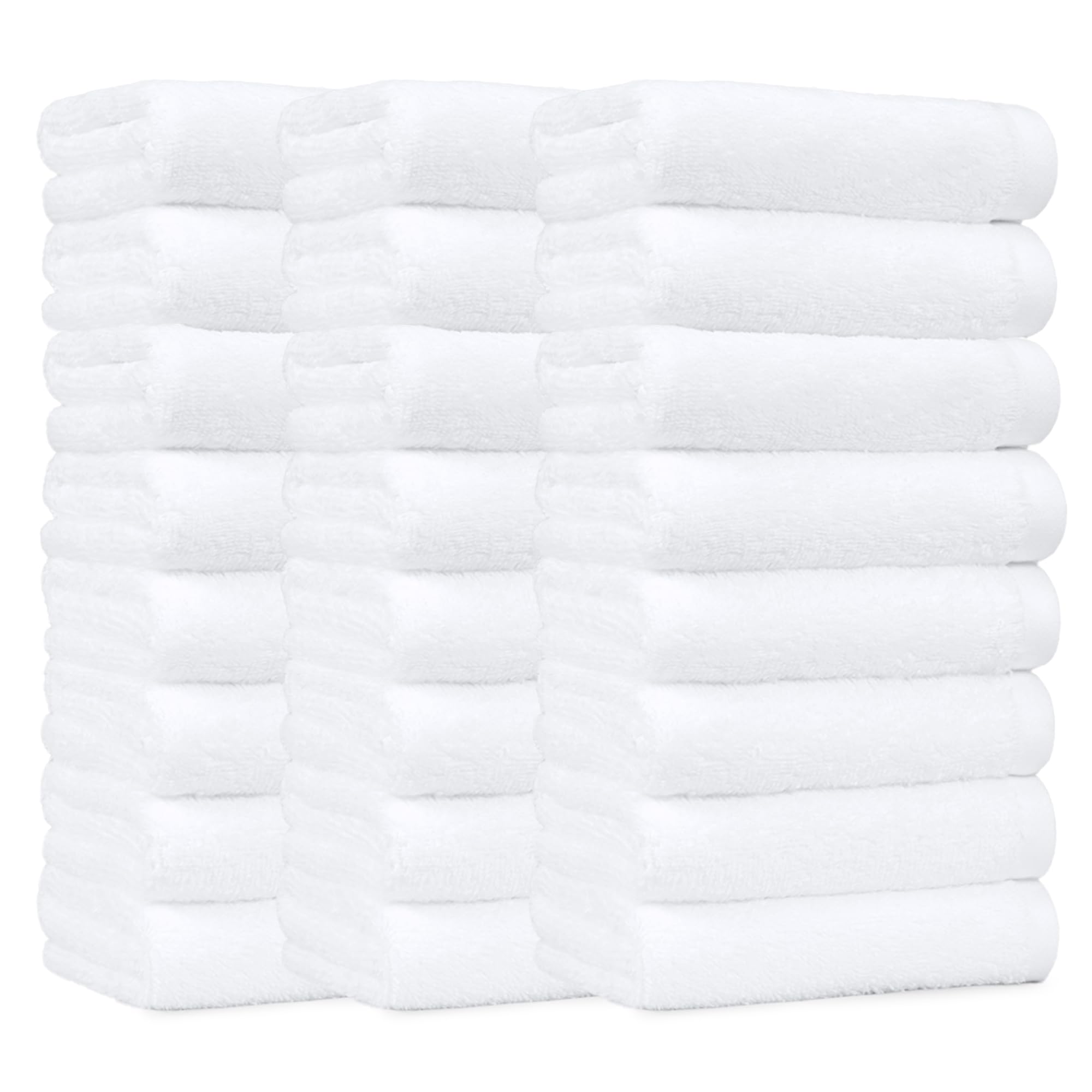 Amazon Basics Soft and Thick Cotton Hand Towels for Gym, Quick Drying, 16 x 26 in, White, 24-Pack