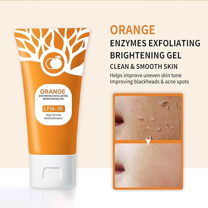 Ezyuanchly Orange Exfoliating Gel, Moisturizer Face Body Scrub Gel,Deep Cleansing Moisturizing Facial Exfoliator,Natural Orange Peeling Gel Face Scrub (2PCS)