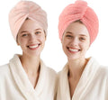 Microfiber Hair Drying Towel Wrap for Women, Hair Turbans Towel for Wet Hair,turbie Twist Hair Towels(The Color of the Picture is for Reference only) (Pink,Light Pink)
