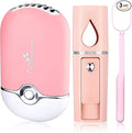Honoson 3 Pcs Nano Mister for Lash Extensions Mini USB Lash Fan Dryer for Eyelash Extensions Handheld Eyelash Mirror Portable Facial Steamer 20 ml Water Tank(Heart Style,Pink)