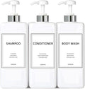 Modern Silver Shampoo and Conditioner Dispenser (21 oz, Pack of 3) Refillable Pump Bottle Set Empty Shower Plastic Bottles with Pump for Bathroom Body Wash Soap and Shower (Sliver&White)