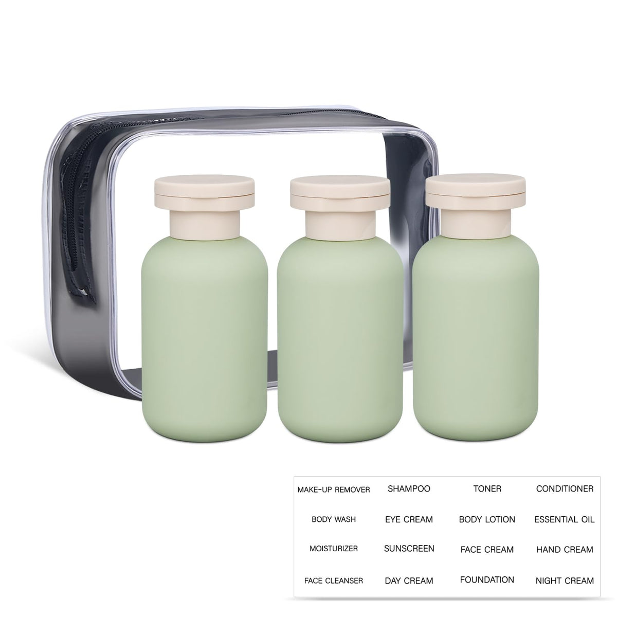 ASEVAT 6.7 oz Leak-Proof Travel Bottles, 3 Pack Refillable Plastic Squeeze Vessels with Caps, Portable Containers for Shampoo, Lotion, Cream & Daily Liquids